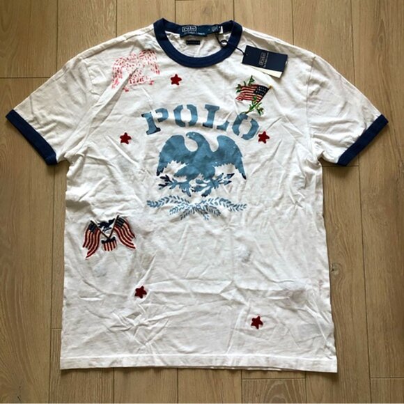 NWT Polo Ralph Lauren Country American Flag Embroidered T Shirt